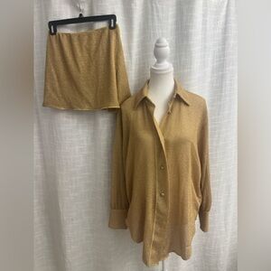 Oseree Lumiere Shirt and Skirt in Toffee size small